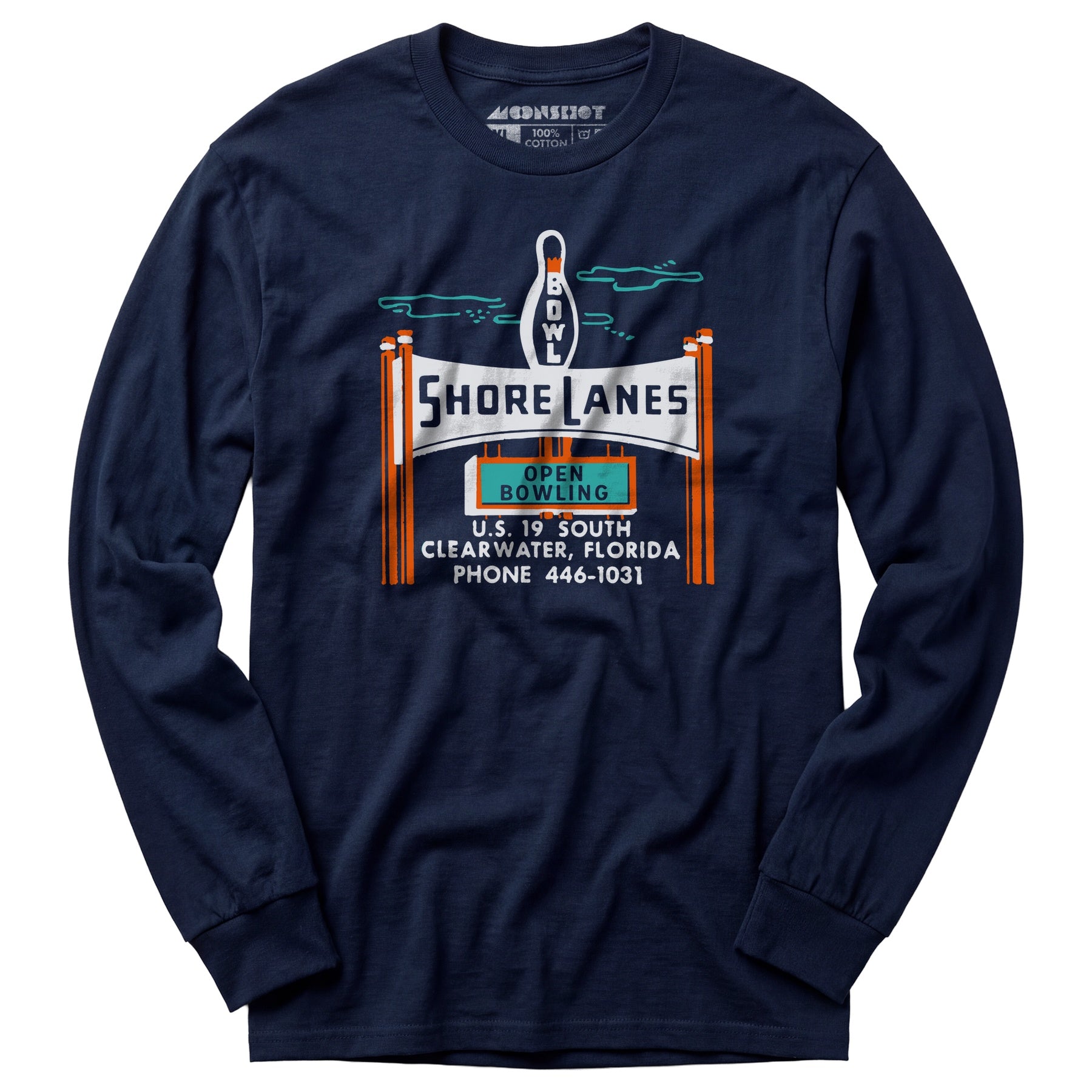 Shore Lanes - Clearwater, FL - Vintage Bowling Alley - Long Sleeve T-Shirt