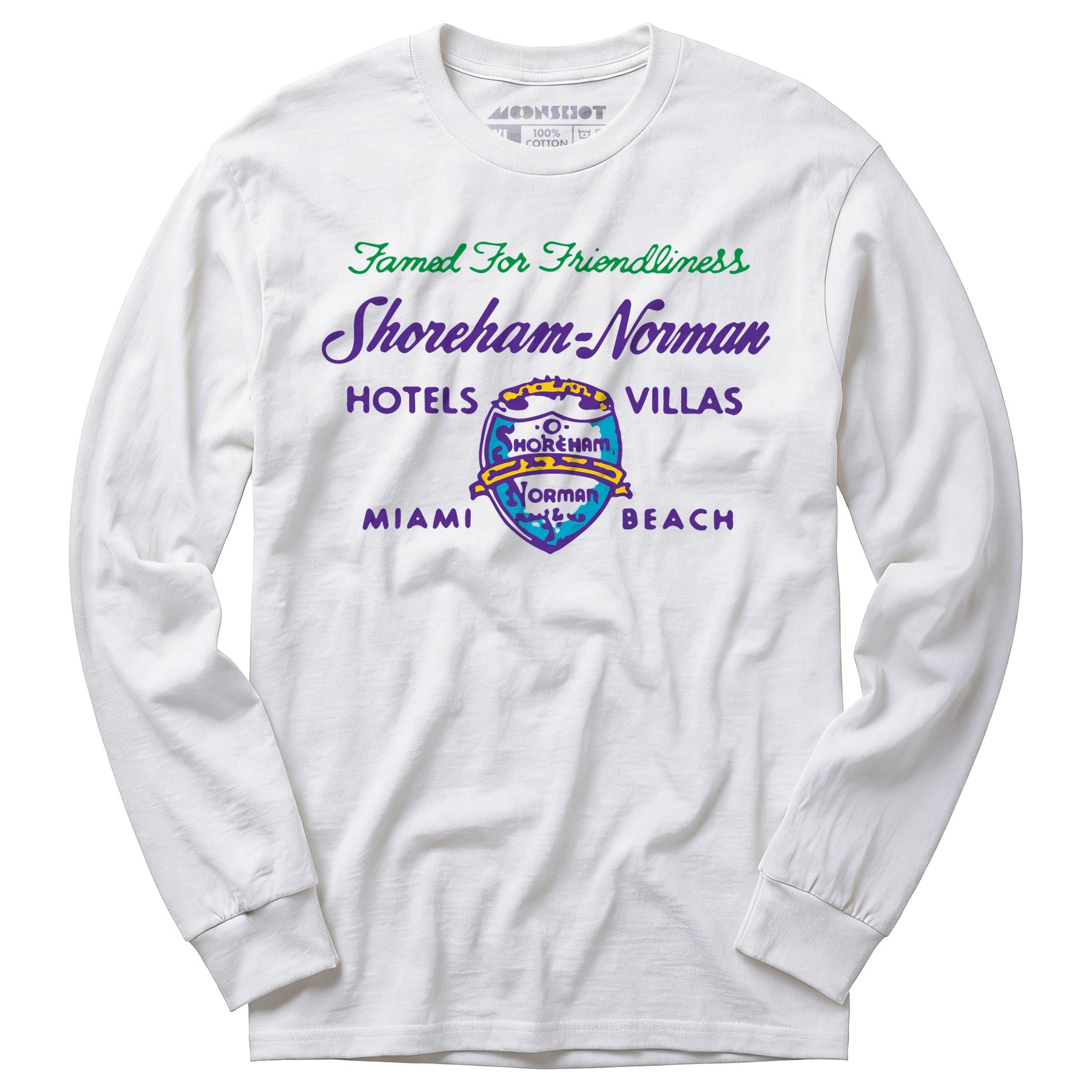 Shoreham Norman Hotels & Villas v2 - Miami, FL - Vintage Hotel - Long Sleeve T-Shirt