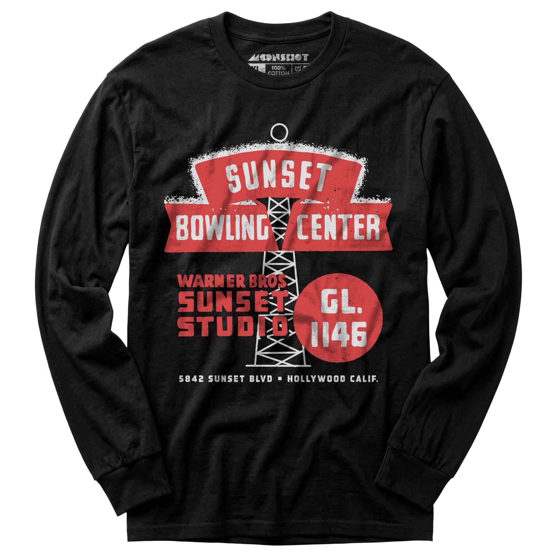Sunset Bowling Center - Hollywood, CA - Vintage Bowling Alley - Long Sleeve T-Shirt
