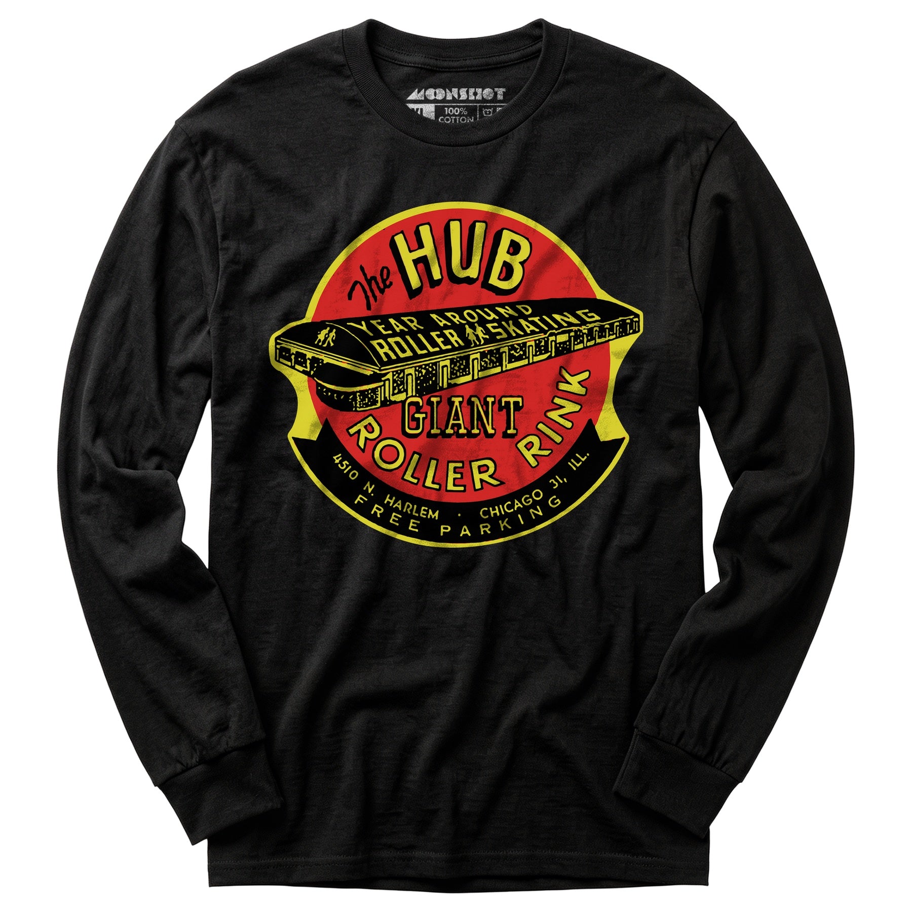 The Hub Roller Rink - Chicago, Illinois - Vintage Roller Rink - Long Sleeve T-Shirt