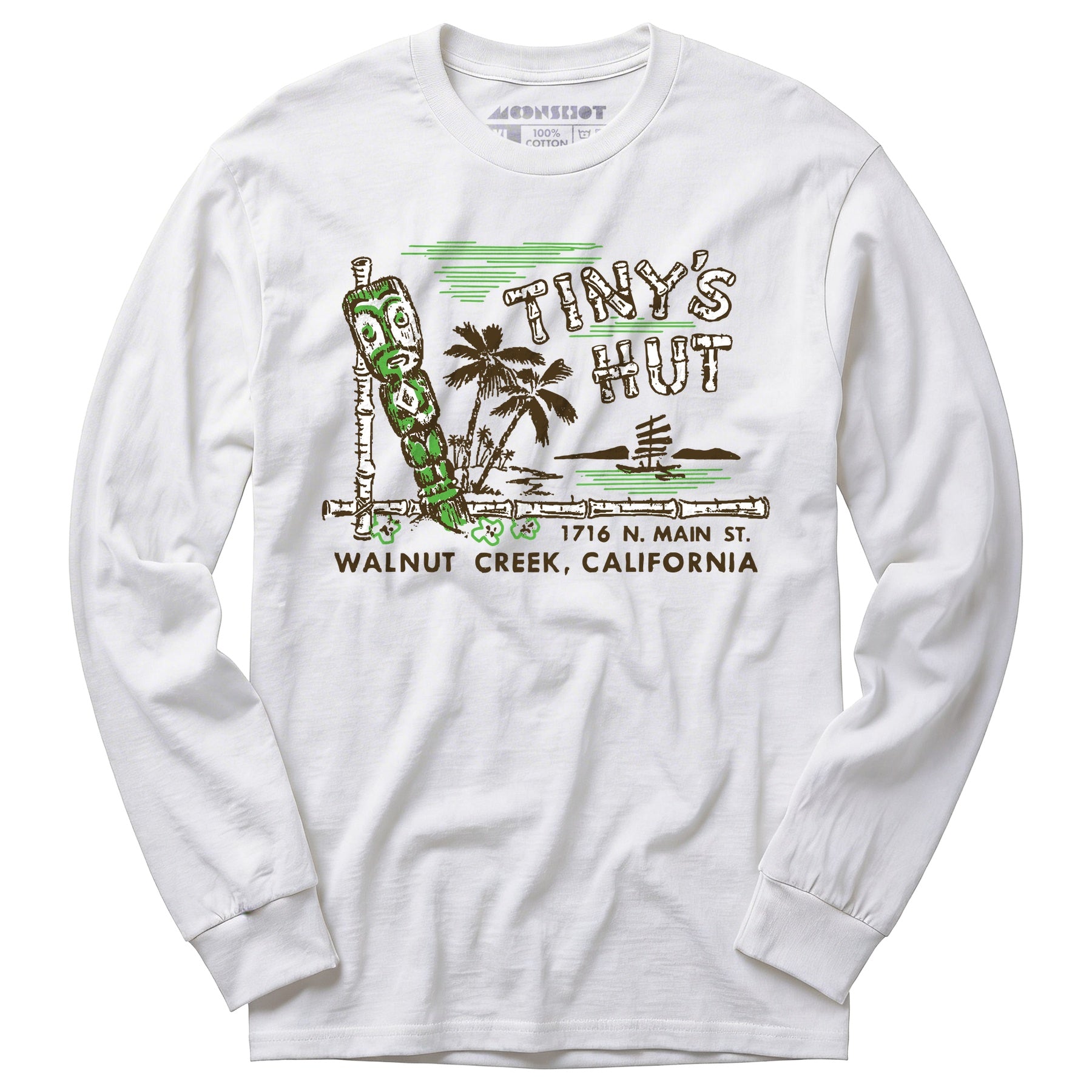 Tiny's Hut - Walnut Creek, CA - Vintage Tiki Bar - Long Sleeve T-Shirt