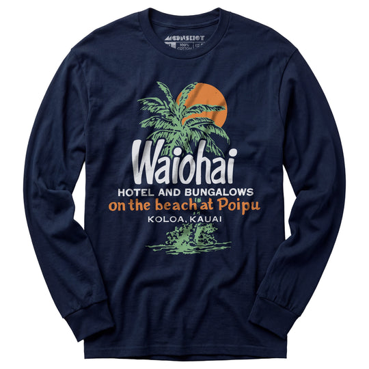 Waiohai Hotel and Bungalows - Kauai, Hawaii - Vintage - Long Sleeve T-Shirt