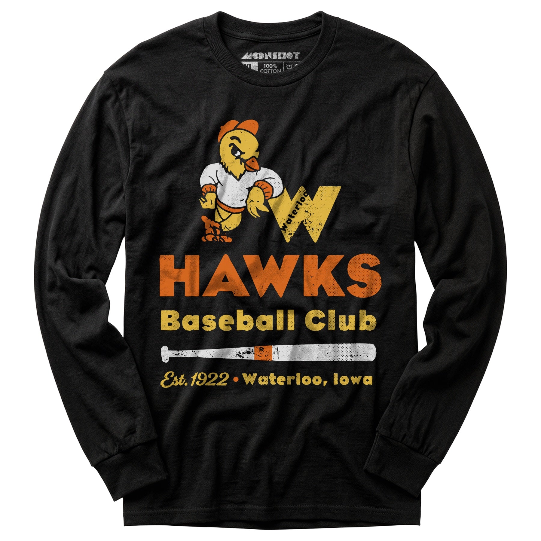 Waterloo Hawks - Iowa - Vintage Defunct Baseball Teams - Long Sleeve T-Shirt