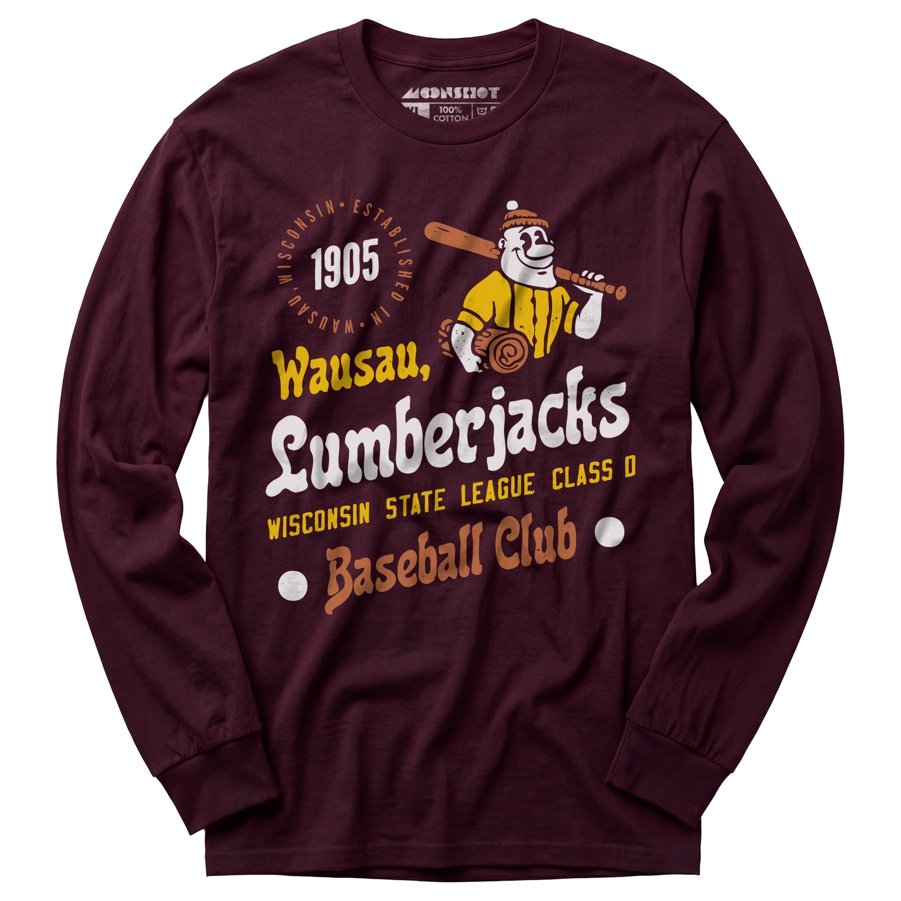 Wausau Lumberjacks - Wisconsin - Vintage Defunct Baseball Teams - Long Sleeve T-Shirt