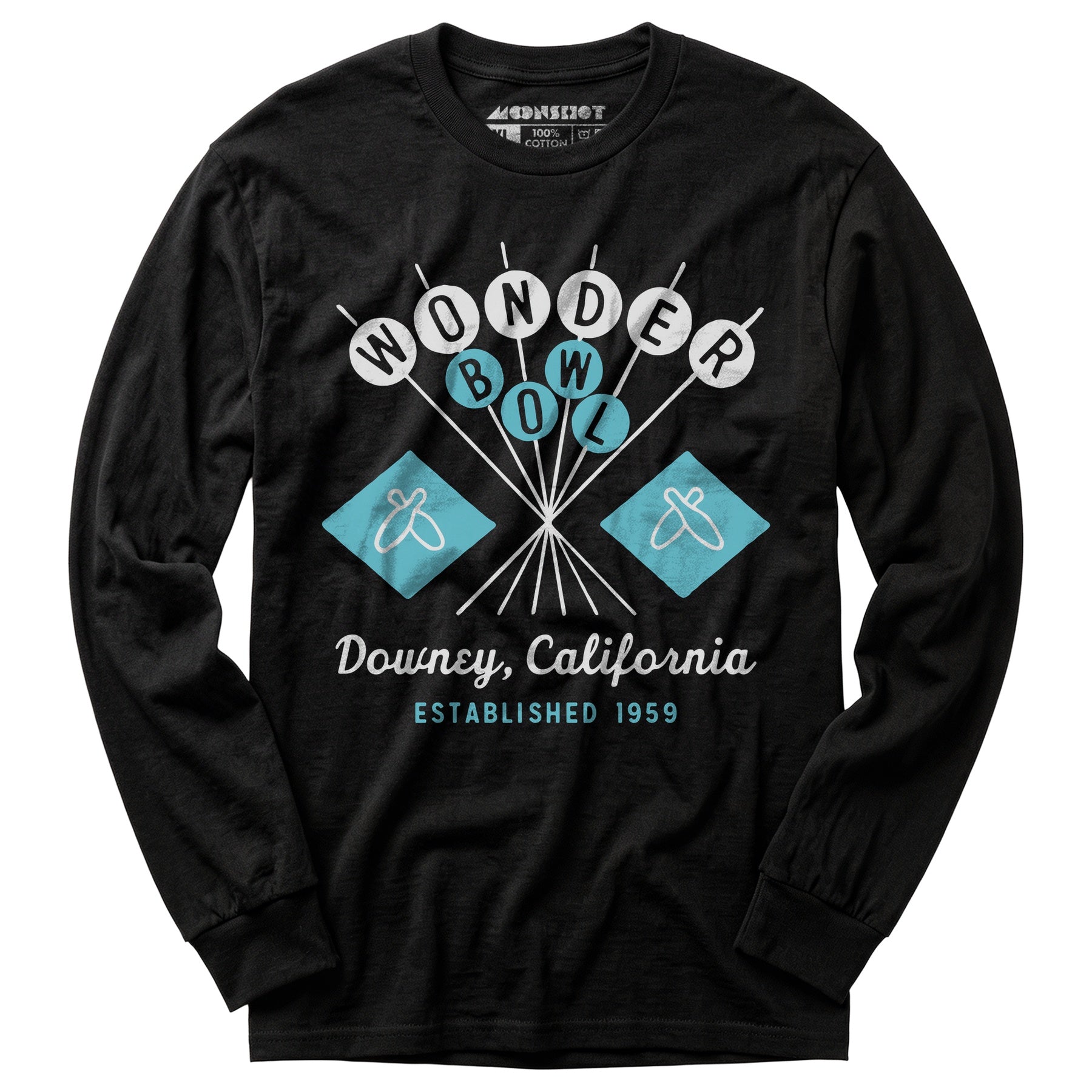 Wonder Bowl - Downey, CA - Vintage Bowling Alley - Long Sleeve T-Shirt