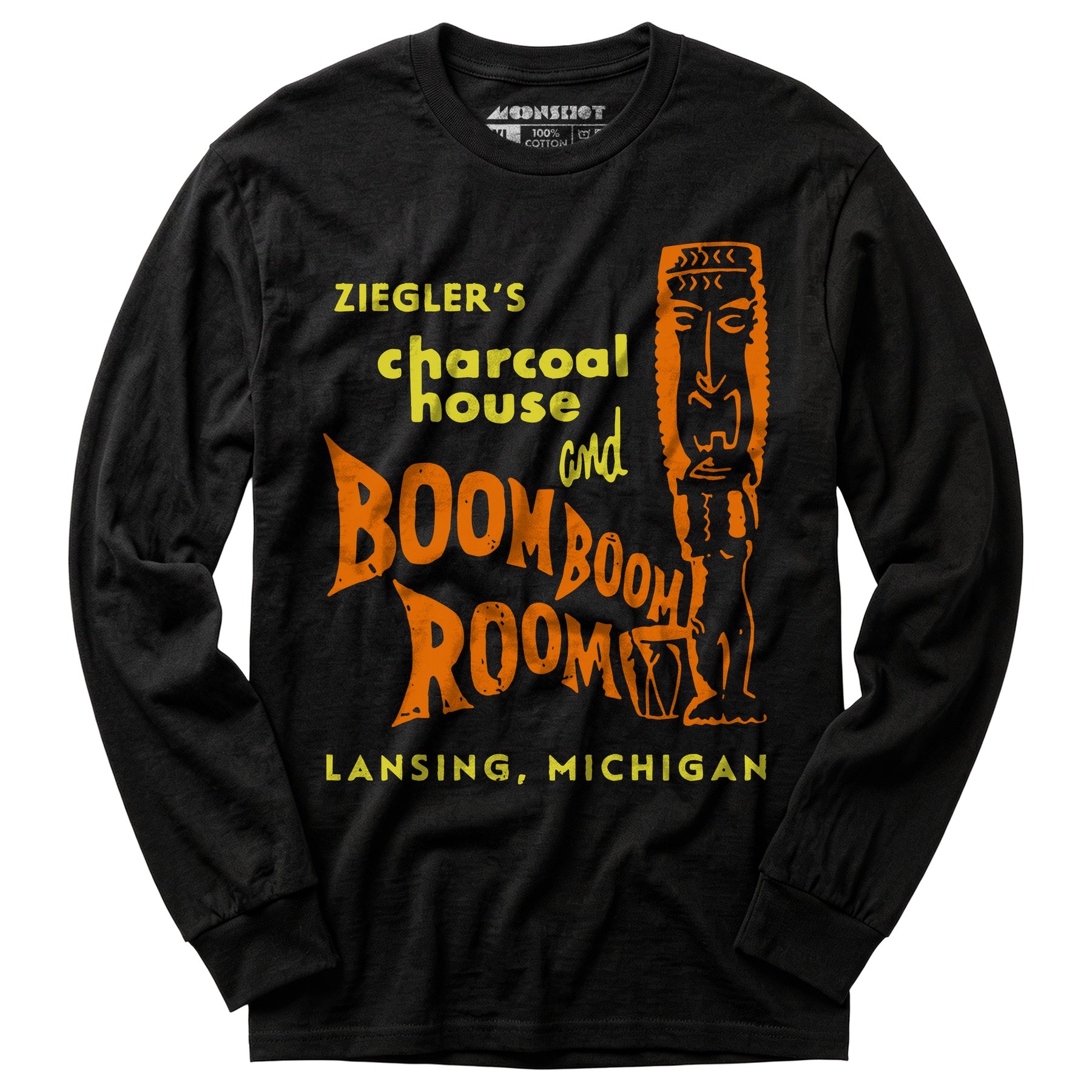 Ziegler's Charcoal House & Boom Boom Room - Lansing, MI - Vintage Tiki Bar - Long Sleeve T-Shirt