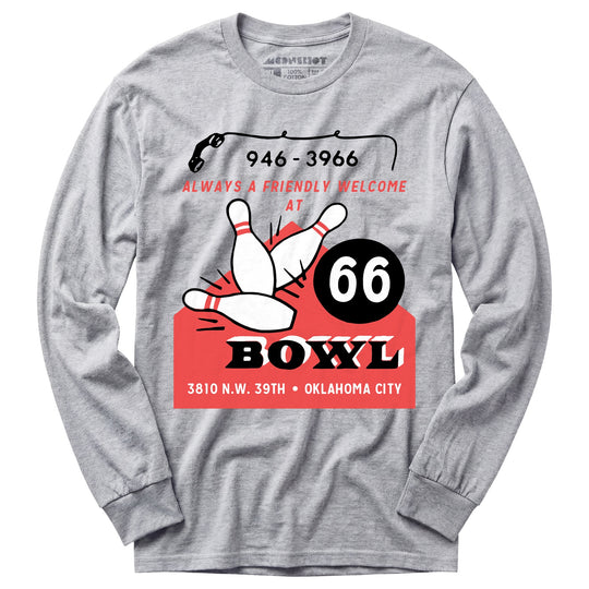 66 Bowl - Oklahoma City, OK - Vintage Bowling Alley - Long Sleeve T-Shirt