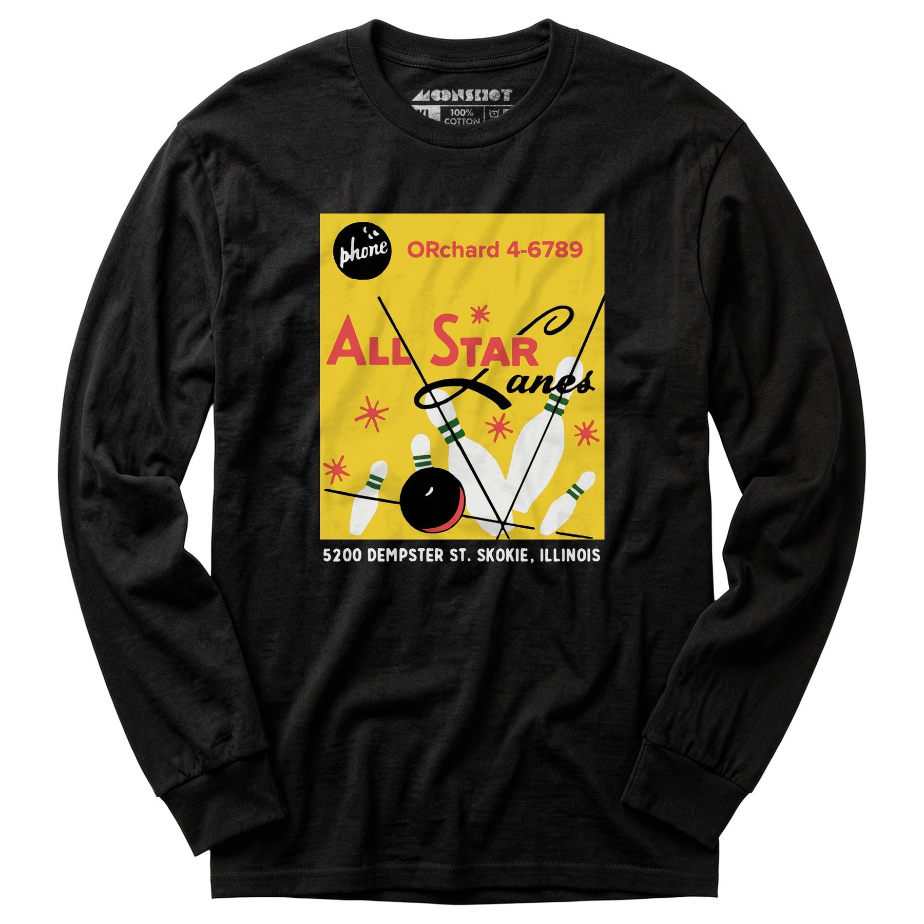 All Star Lanes v2 - St. Skokie, IL - Vintage Bowling Alley - Long Sleeve T-Shirt