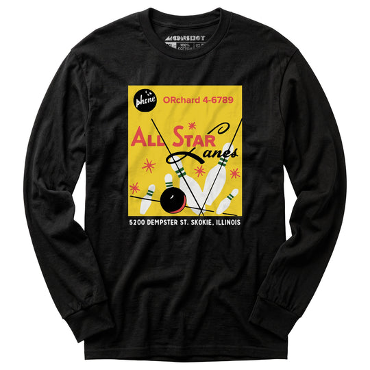 All Star Lanes v2 - St. Skokie, IL - Vintage Bowling Alley - Long Sleeve T-Shirt