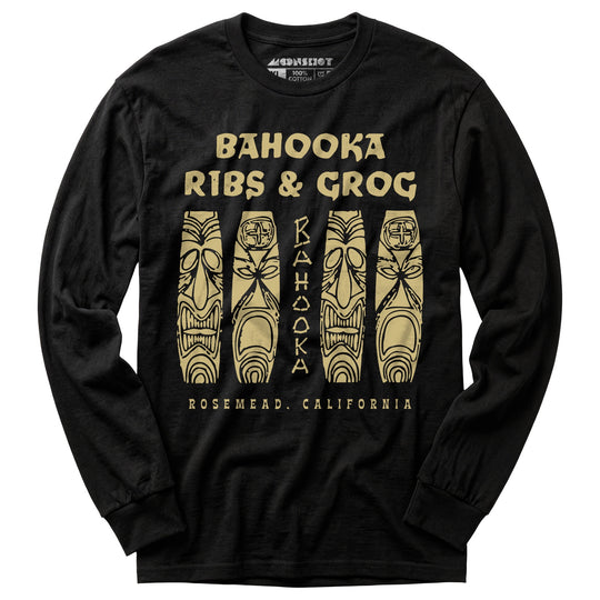 Bahooka Ribs & Grog - Rosemead, CA - Vintage Tiki Bar - Long Sleeve T-Shirt
