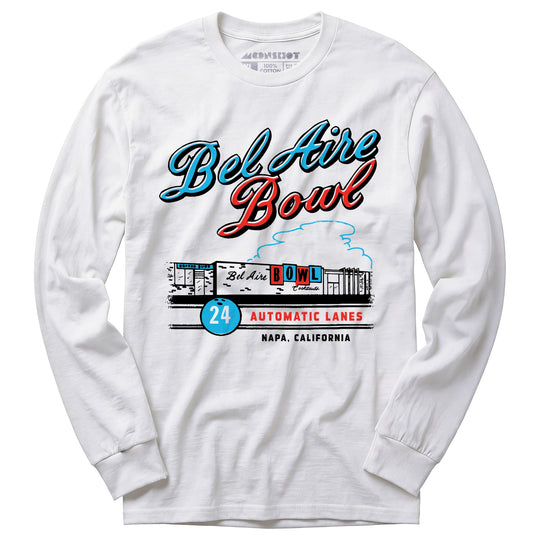 Bel Aire Bowl - Napa, CA - Vintage Bowling Alley - Long Sleeve T-Shirt