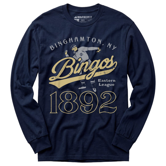 Binghamton Bingos - New York - Vintage Defunct Baseball Teams - Long Sleeve T-Shirt