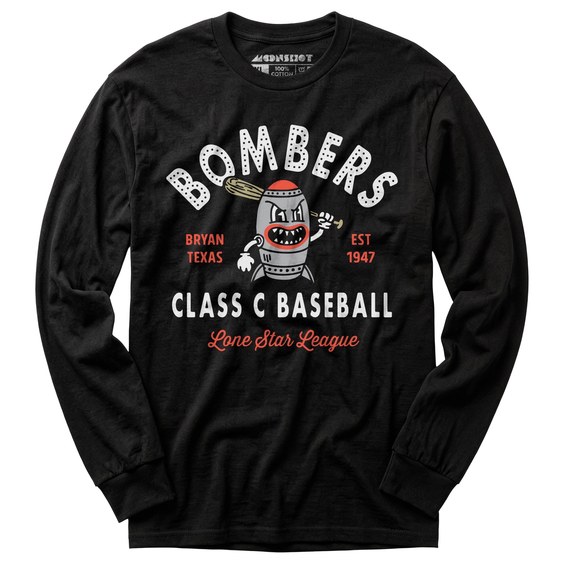 Bryan Bombers - Texas - Vintage Defunct Baseball Teams - Long Sleeve T-Shirt