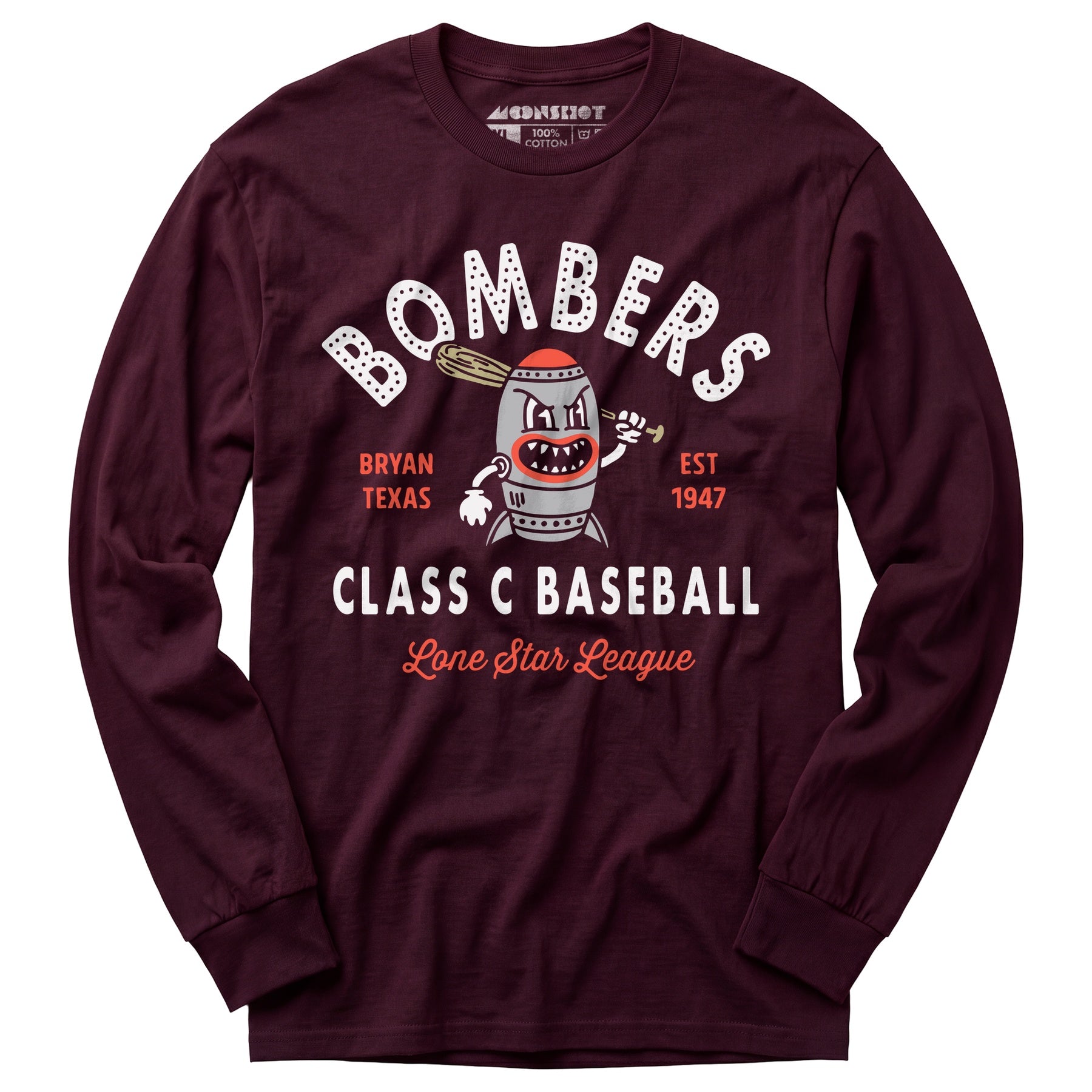Bryan Bombers - Texas - Vintage Defunct Baseball Teams - Long Sleeve T-Shirt