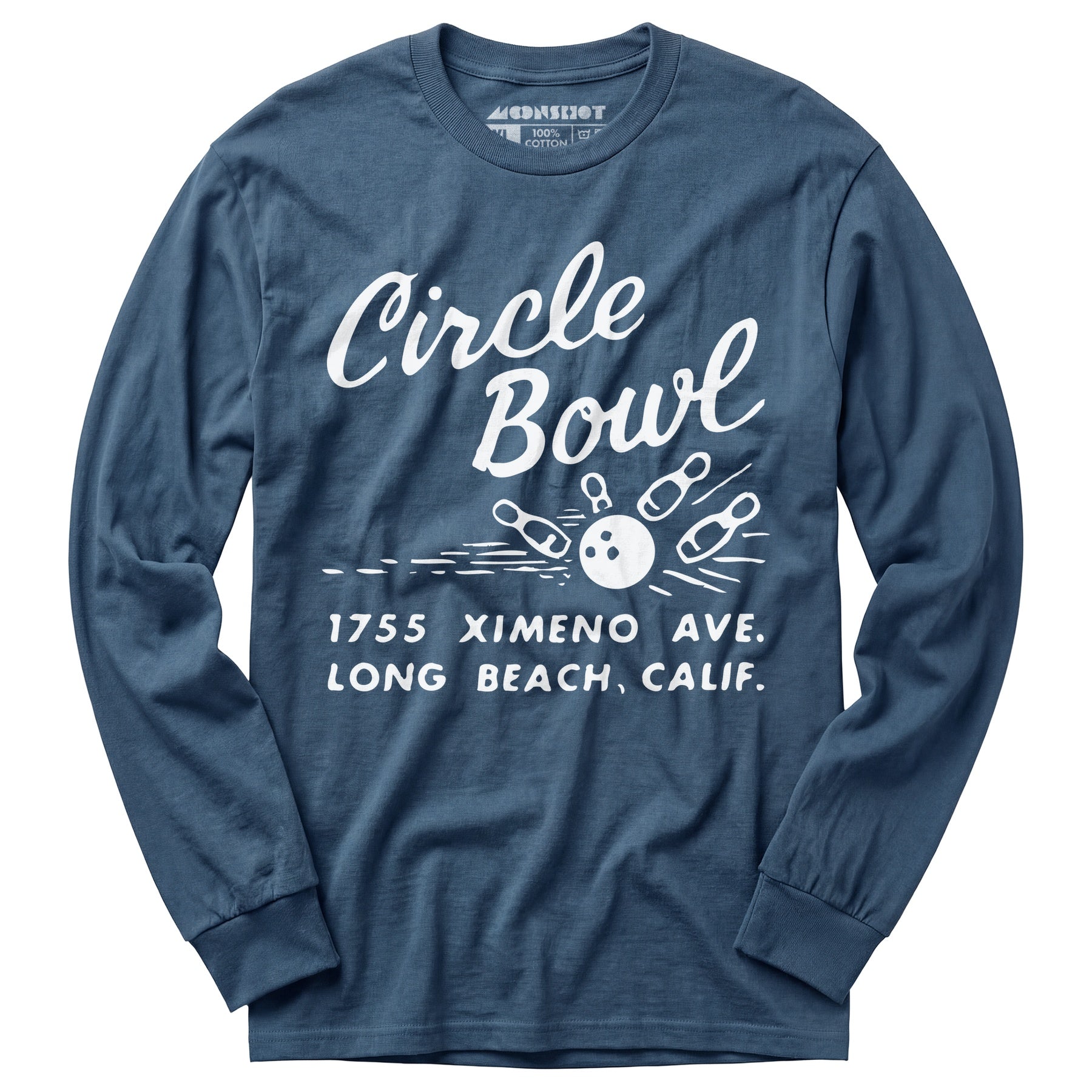 Circle Bowl - Long Beach, CA - Vintage Bowling Alley - Long Sleeve T-Shirt