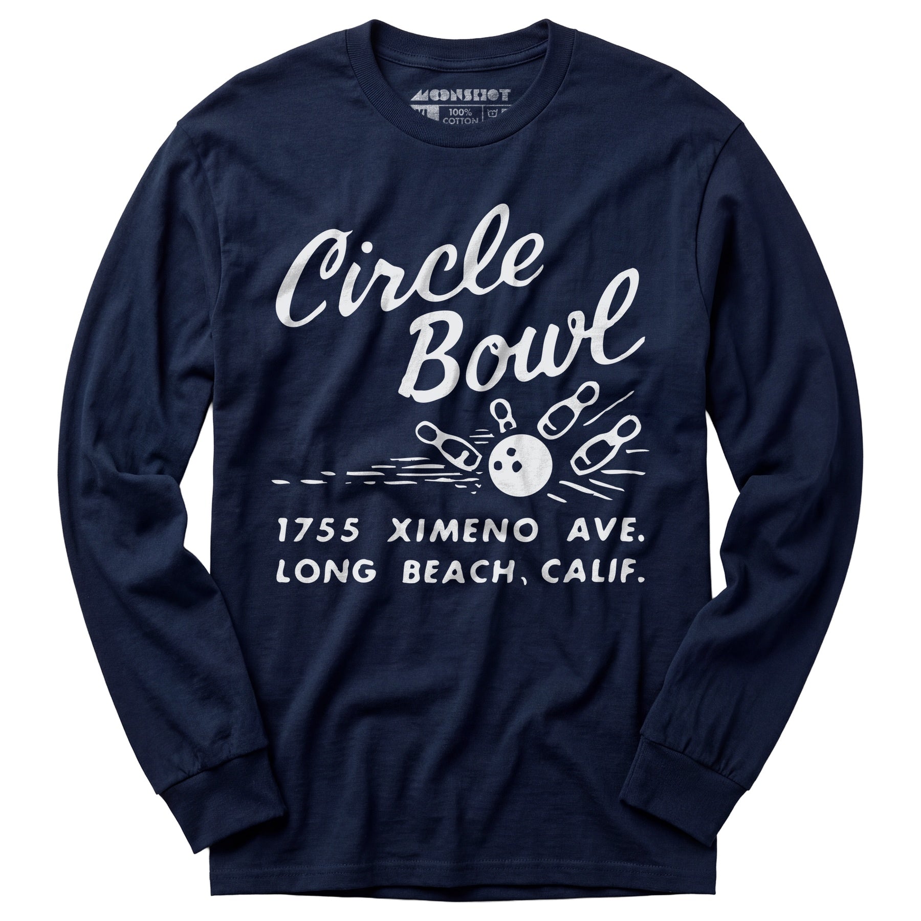 Circle Bowl - Long Beach, CA - Vintage Bowling Alley - Long Sleeve T-Shirt