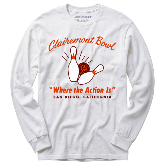 Clairemont Bowl - San Diego, CA - Vintage Bowling Alley - Long Sleeve T-Shirt