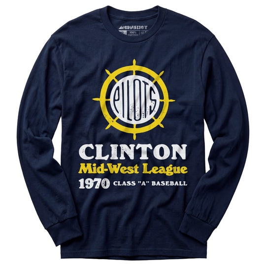 Clinton Pilots - Iowa - Vintage Defunct Baseball Teams - Long Sleeve T-Shirt