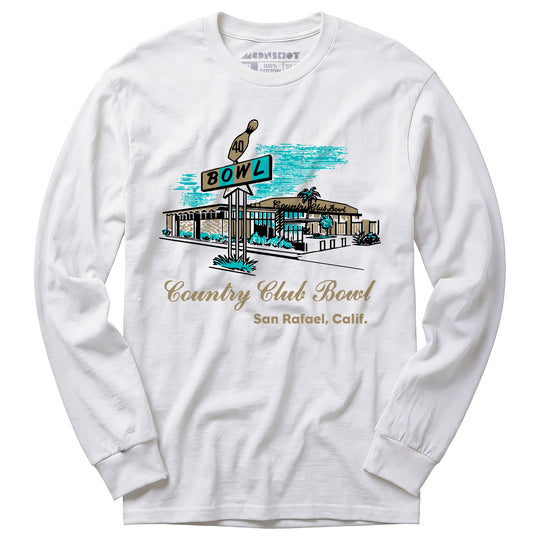 Country Club Bowl - San Rafael, CA - Vintage Bowling Alley - Long Sleeve T-Shirt