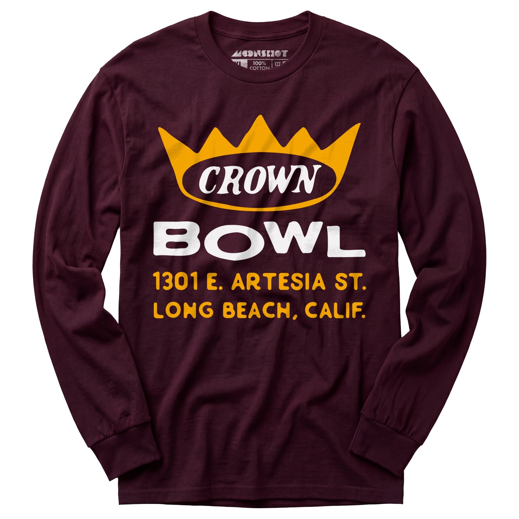 Crown Bowl - Long Beach, CA - Vintage Bowling Alley - Long Sleeve T-Shirt