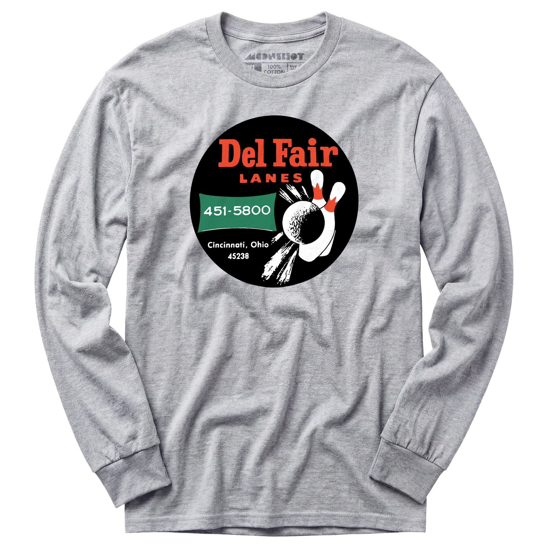 Del Fair Lanes - Cincinnati, OH - Vintage Bowling Alley - Long Sleeve T-Shirt
