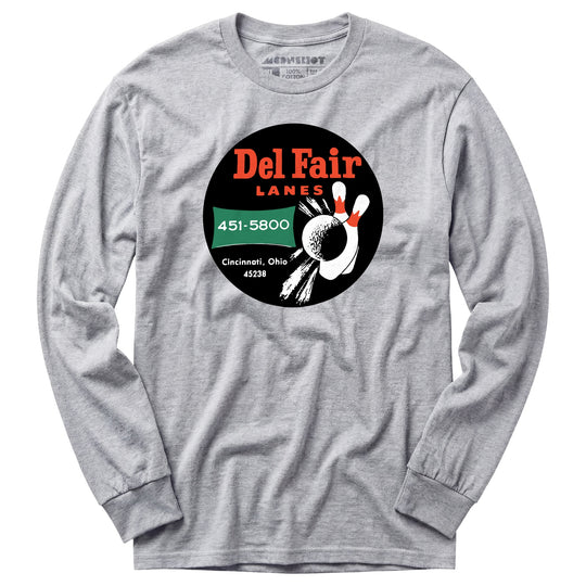 Del Fair Lanes - Cincinnati, OH - Vintage Bowling Alley - Long Sleeve T-Shirt