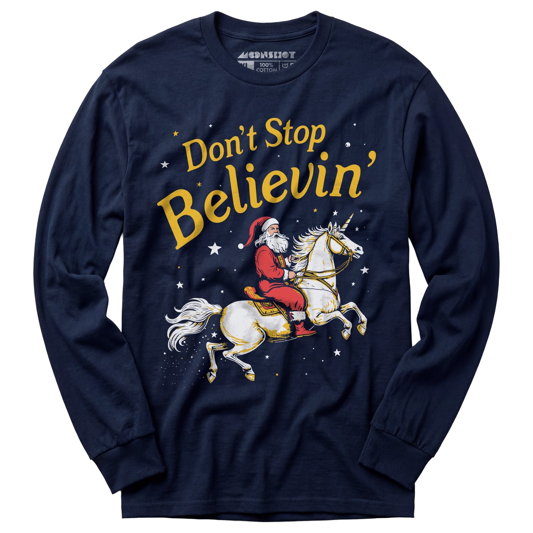 Don't Stop Believin' Santa Unicorn - Long Sleeve T-Shirt