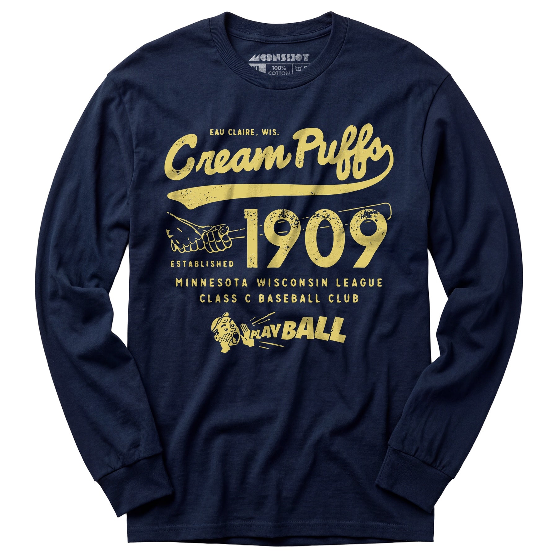 Eau Claire Cream Puffs - Wisconsin - Vintage Defunct Baseball Teams - Long Sleeve T-Shirt