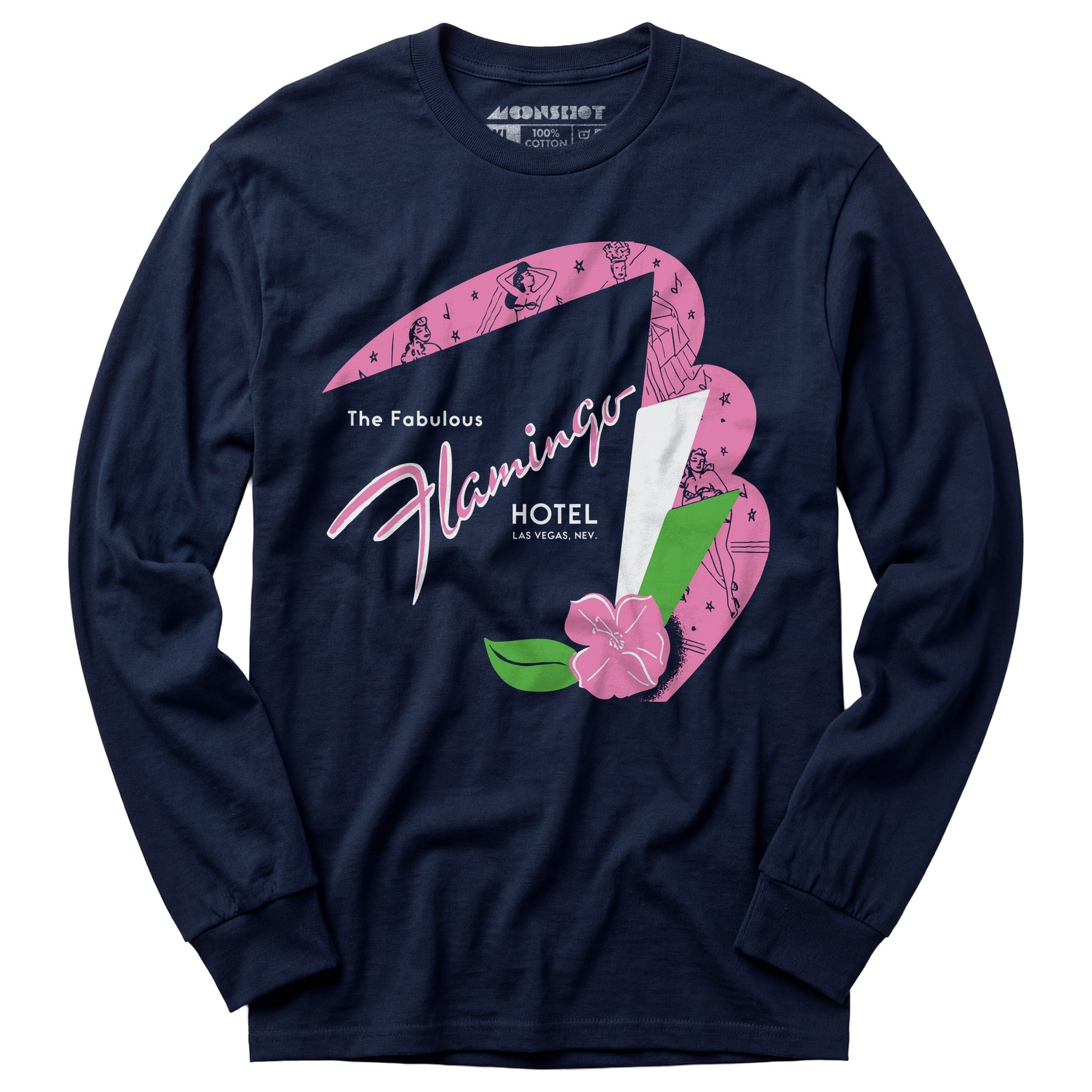Fabulous Flamingo Hotel v2 - Vintage Las Vegas - Long Sleeve T-Shirt