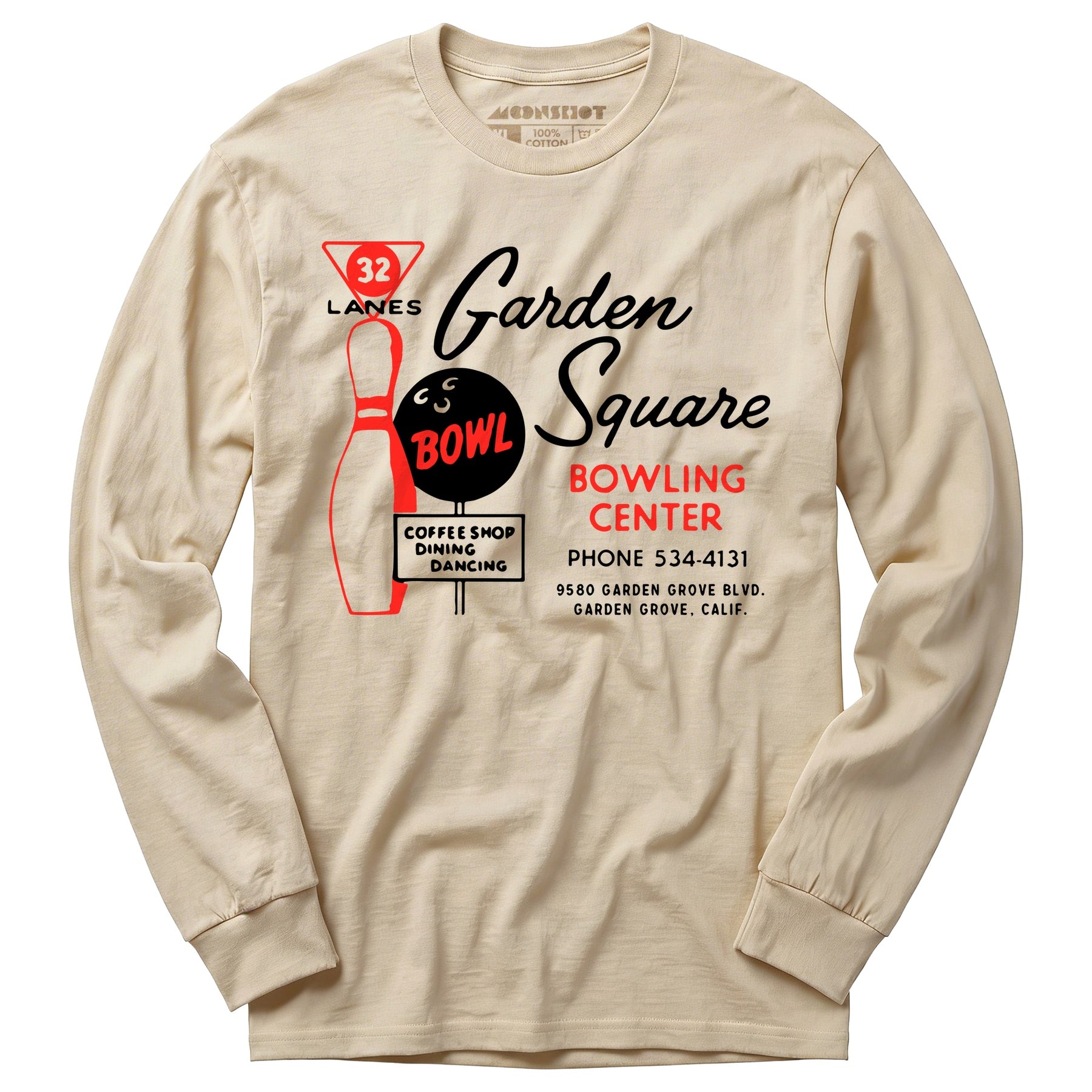 Garden Square Lanes - Garden Grove, CA - Vintage Bowling Alley - Long Sleeve T-Shirt