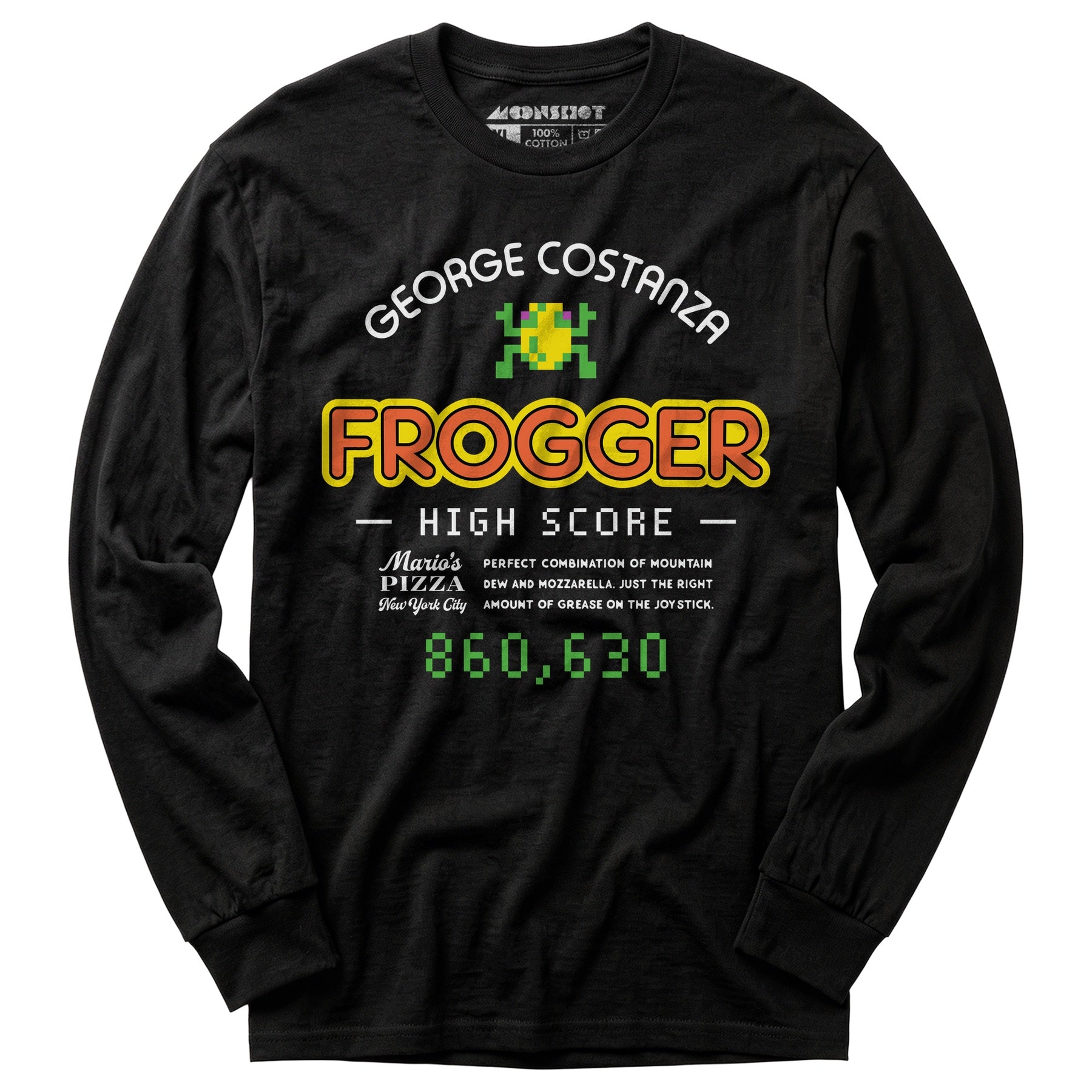 George Costanza Frogger High Score - Mario's Pizza - Long Sleeve T-Shirt