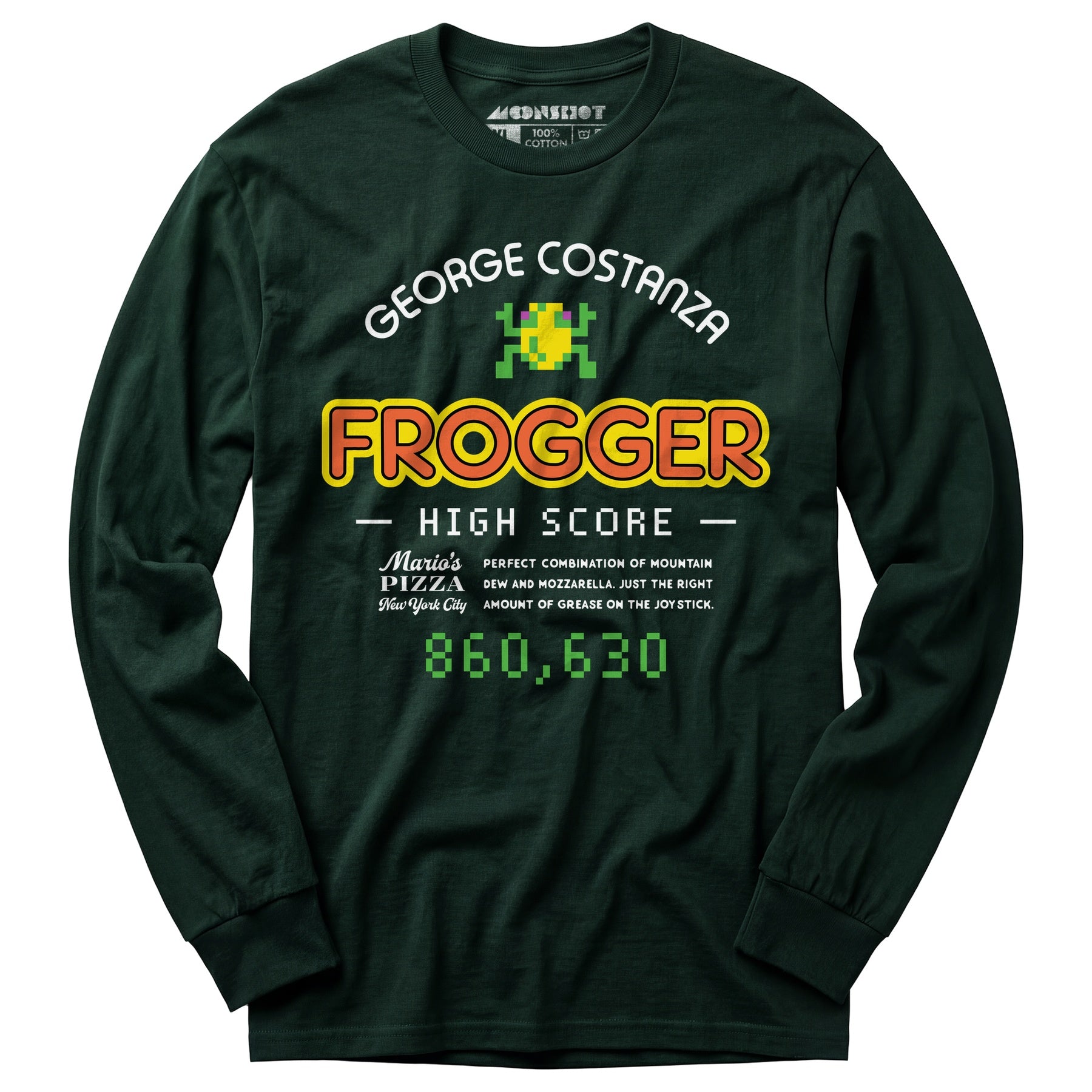 George Costanza Frogger High Score - Mario's Pizza - Long Sleeve T-Shirt