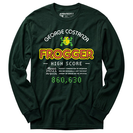 George Costanza Frogger High Score - Mario's Pizza - Long Sleeve T-Shirt