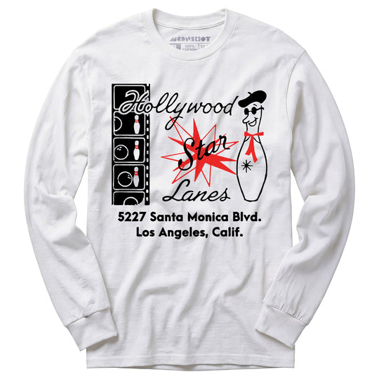 Hollywood Star Lanes - Los Angeles, CA - Vintage Bowling Alley - Long Sleeve T-Shirt
