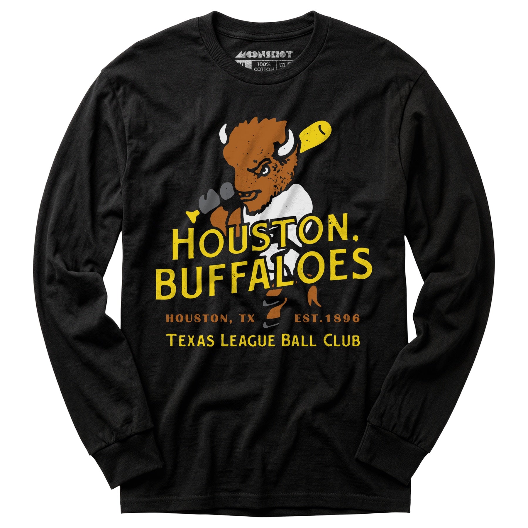 Houston Buffaloes - Texas - Vintage Defunct Baseball Teams - Long Sleeve T-Shirt