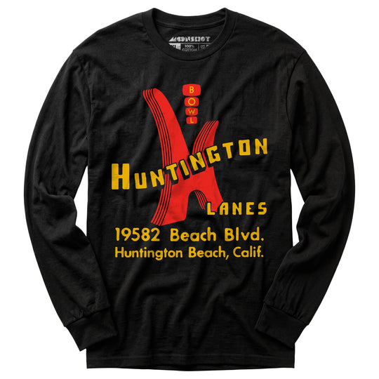Huntington Lanes - Huntington Beach, CA - Vintage Bowling Alley - Long Sleeve T-Shirt