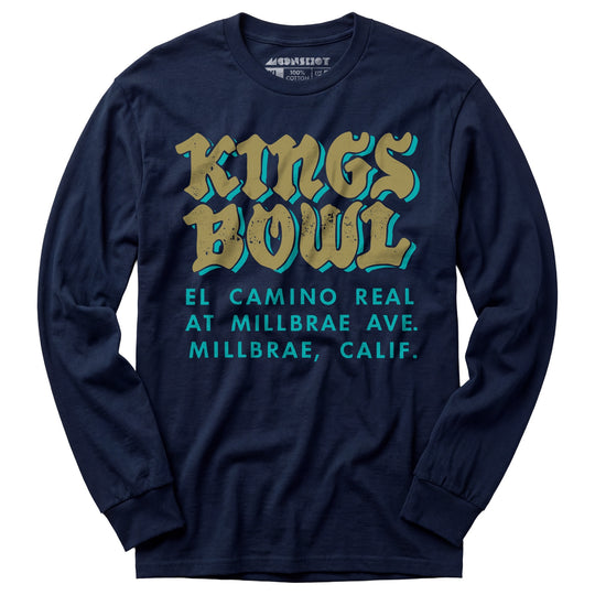 Kings Bowl - Millbrae, CA - Vintage Bowling Alley - Long Sleeve T-Shirt