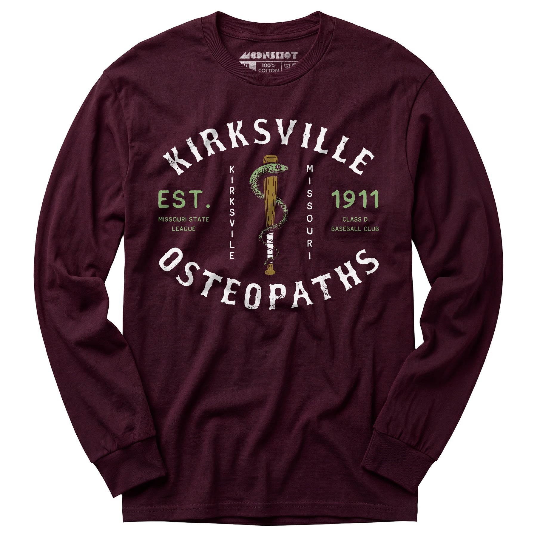 Kirksville Osteopaths - Missouri - Vintage Defunct Baseball Teams - Long Sleeve T-Shirt
