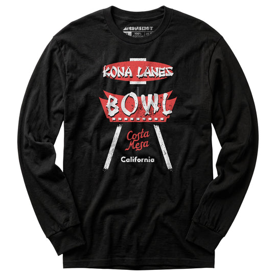 Kona Lanes - Costa Mesa, CA - Vintage Bowling Alley - Long Sleeve T-Shirt