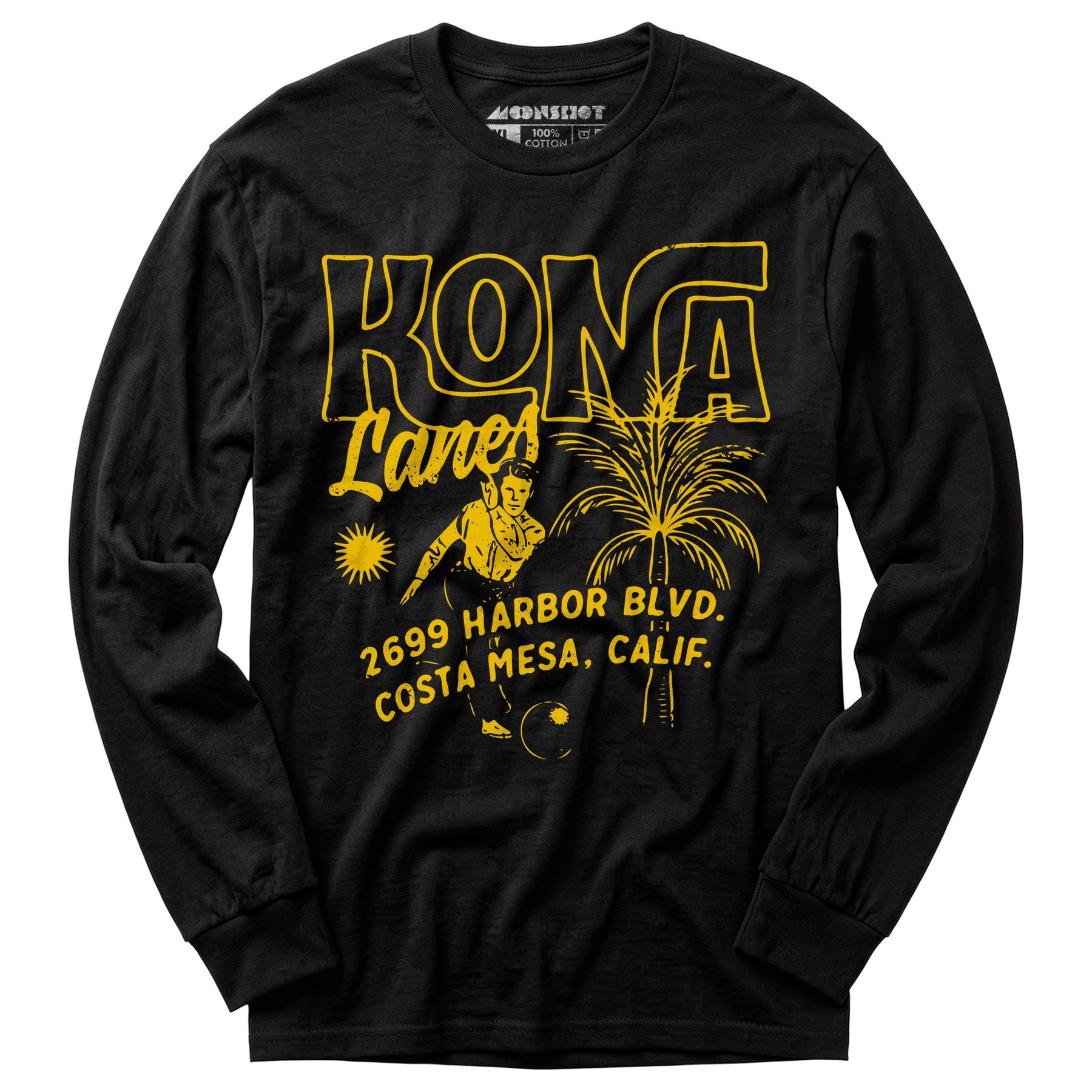 Kona Lanes v3 - Costa Mesa, CA - Vintage Bowling Alley - Long Sleeve T-Shirt