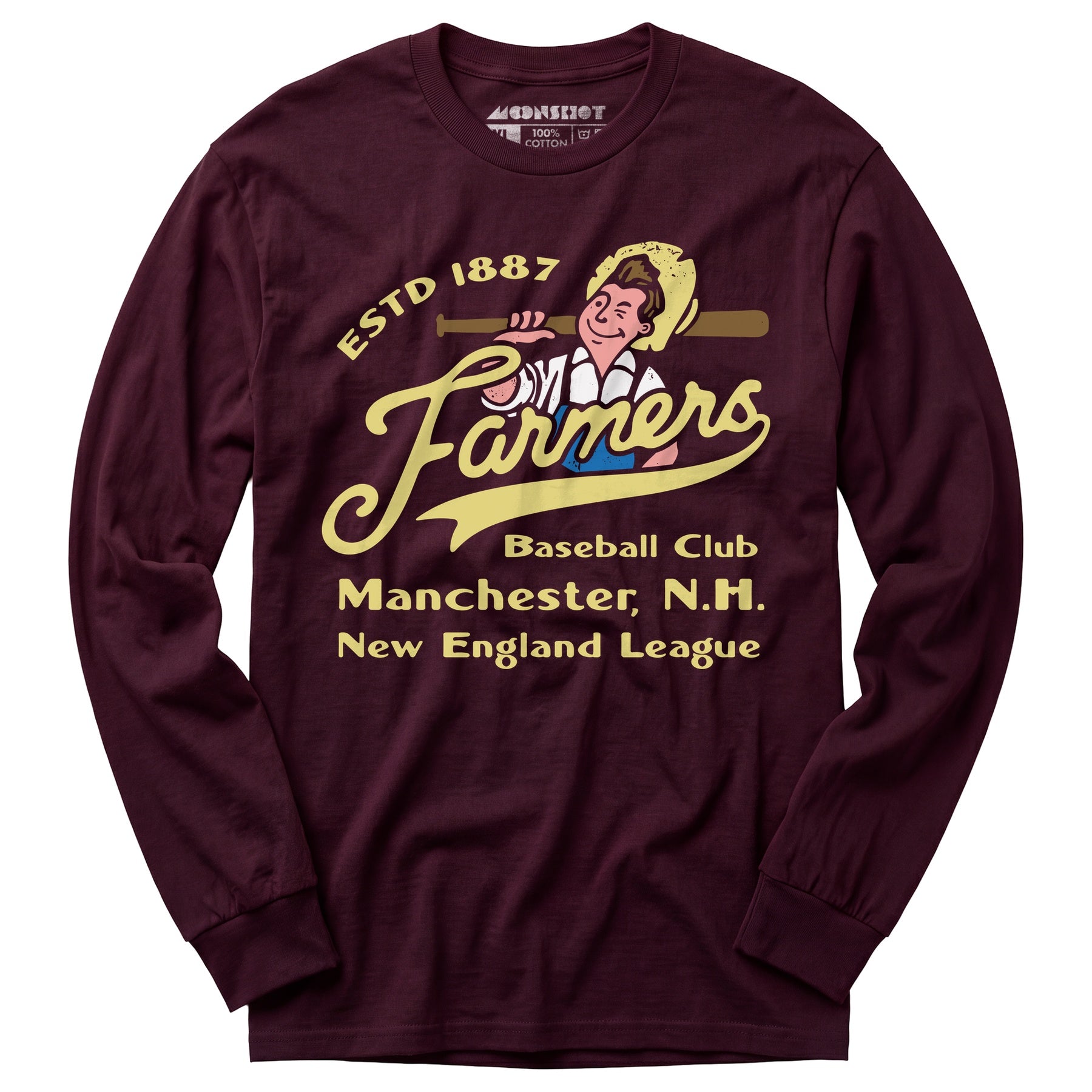 Manchester Farmers - New Hampshire - Vintage Defunct Baseball Teams - Long Sleeve T-Shirt