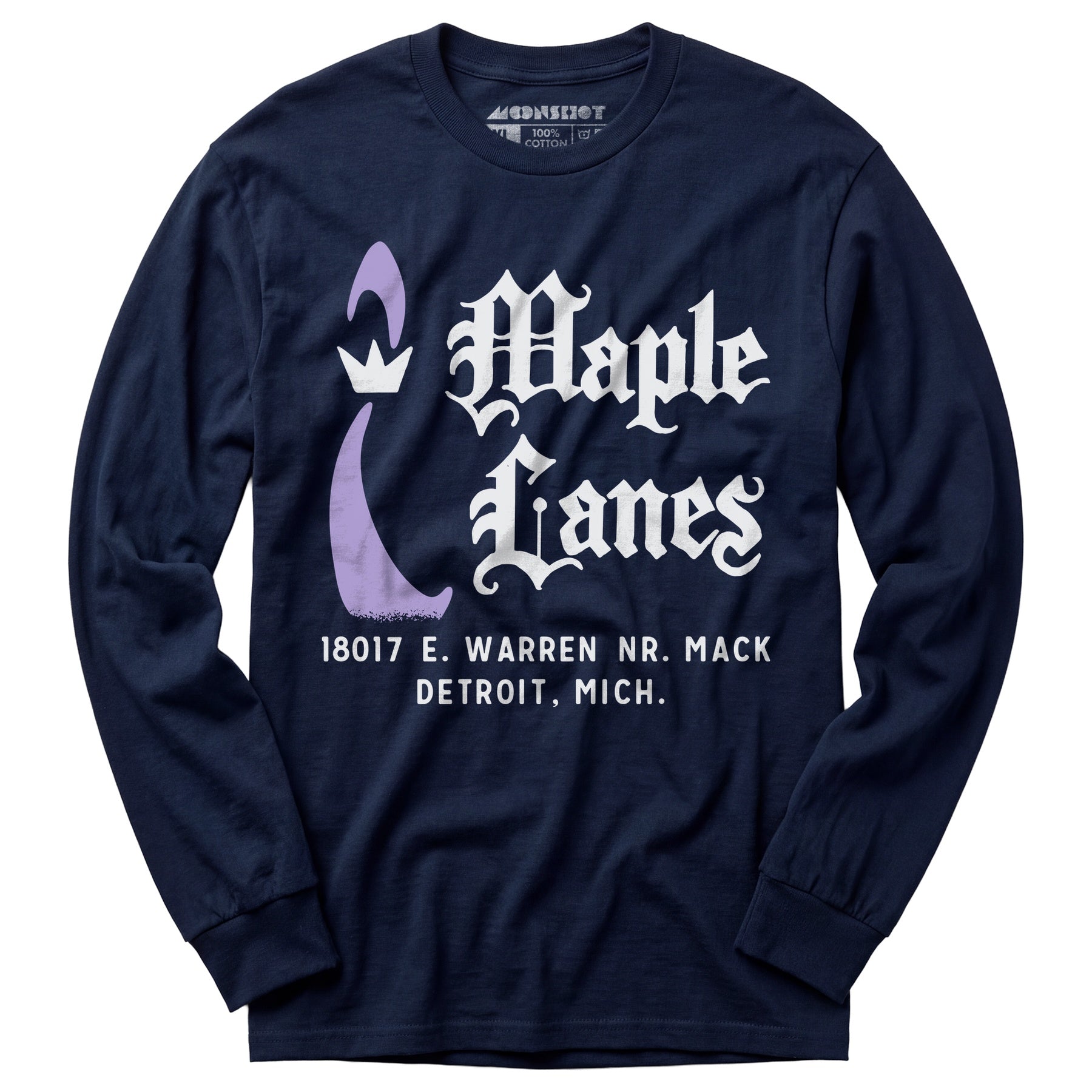 Maple Lanes - Detroit, MI - Vintage Bowling Alley - Long Sleeve T-Shirt