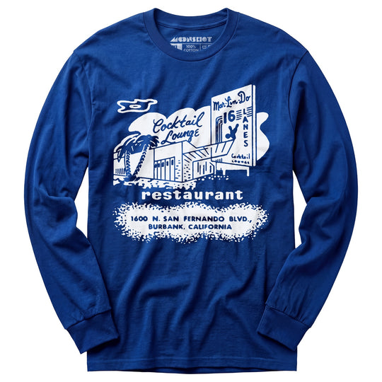 Mar-Lin-Do Lanes - Burbank, CA - Vintage Bowling Alley - Long Sleeve T-Shirt
