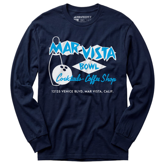 Mar Vista Bowl - Los Angeles, CA - Vintage Bowling Alley - Long Sleeve T-Shirt