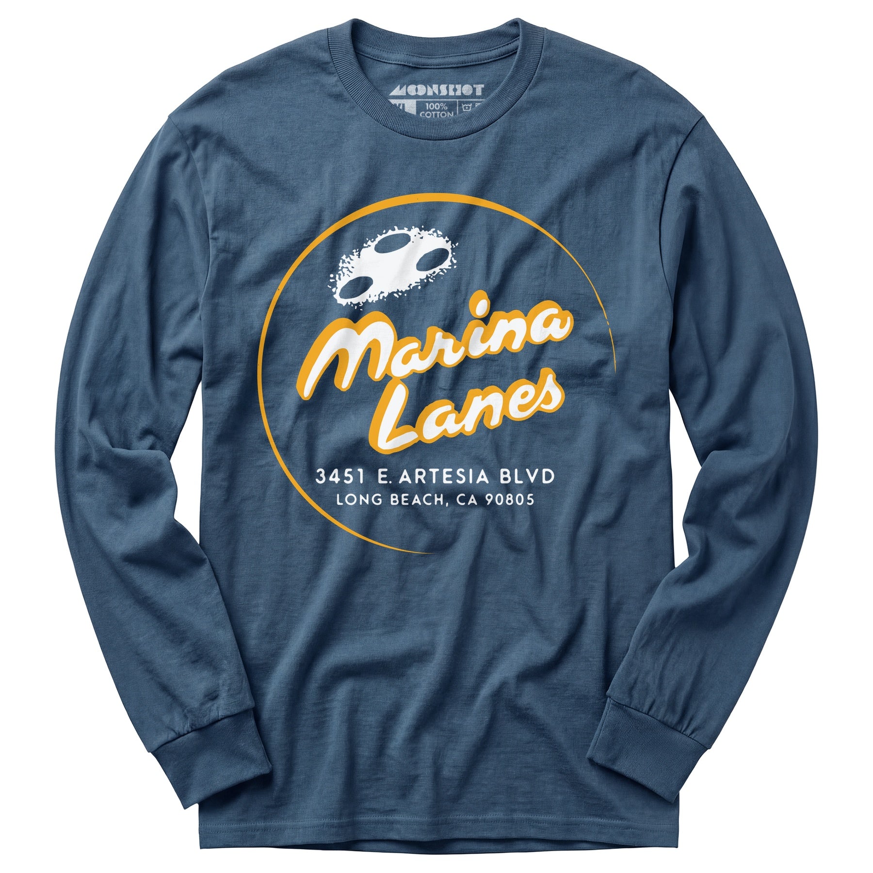 Marina Lanes - Long Beach, CA - Vintage Bowling Alley - Long Sleeve T-Shirt