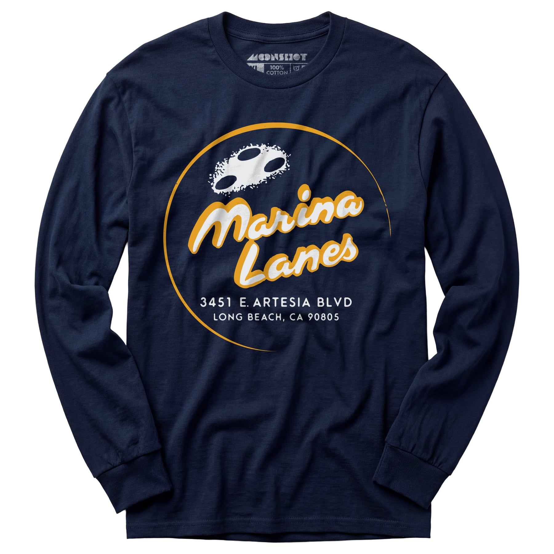 Marina Lanes - Long Beach, CA - Vintage Bowling Alley - Long Sleeve T-Shirt
