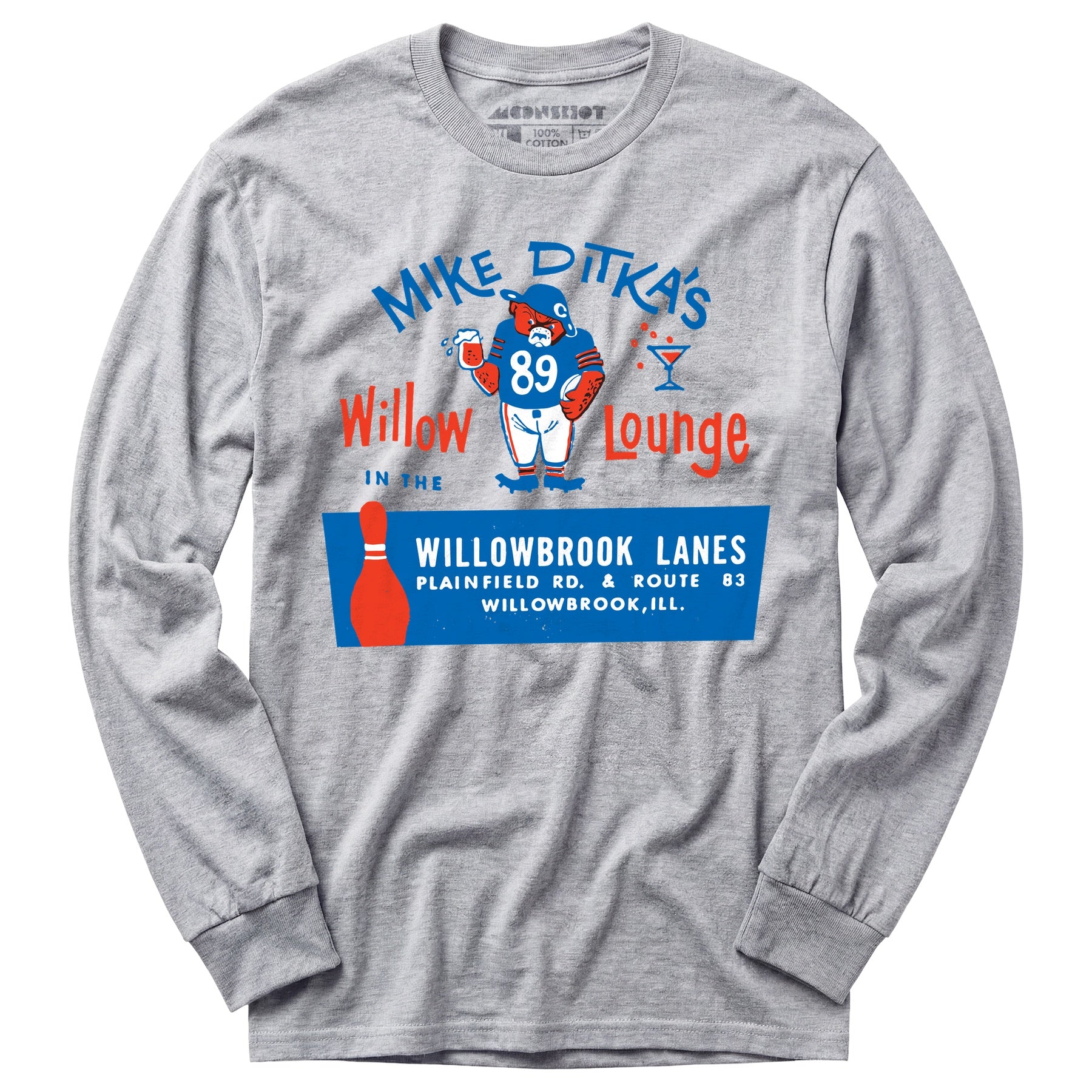 Mike Ditka's Willow Lounge - Willowbrook, IL - Vintage Bowling Alley - Long Sleeve T-Shirt