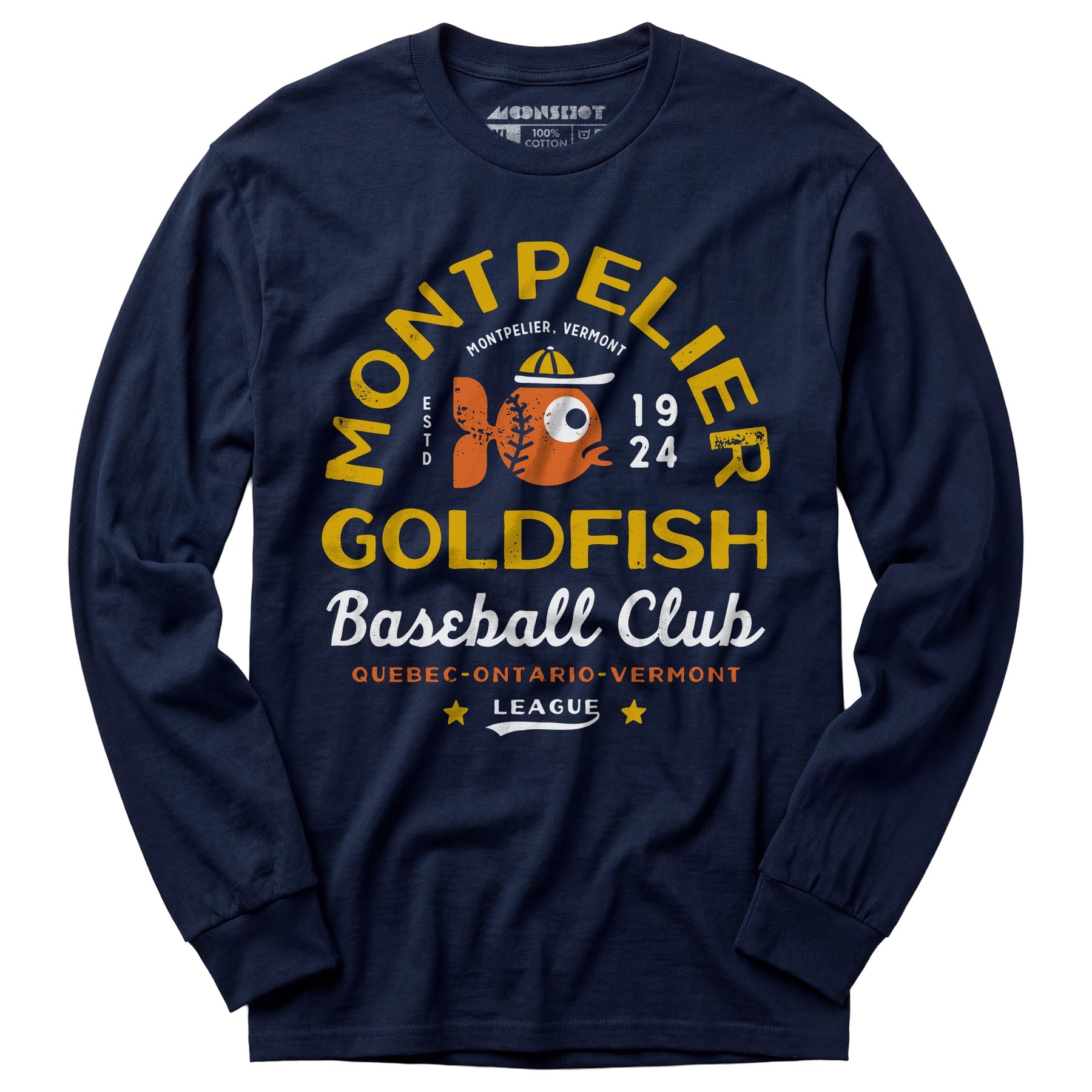 Montpelier Goldfish - Vermont - Vintage Defunct Baseball Teams - Long Sleeve T-Shirt
