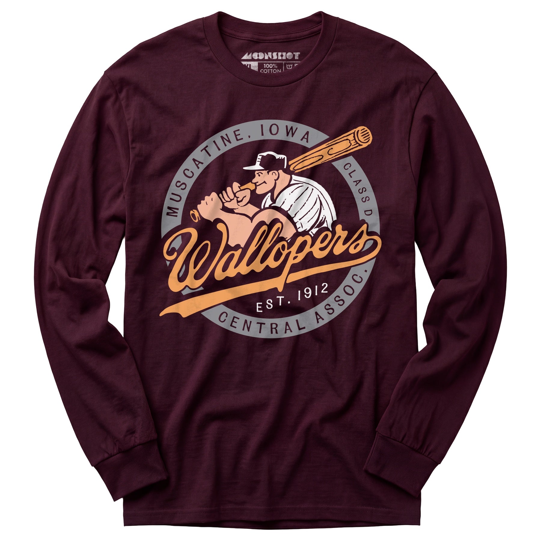Muscatine Wallopers - Iowa  - Vintage Defunct Baseball Teams - Long Sleeve T-Shirt