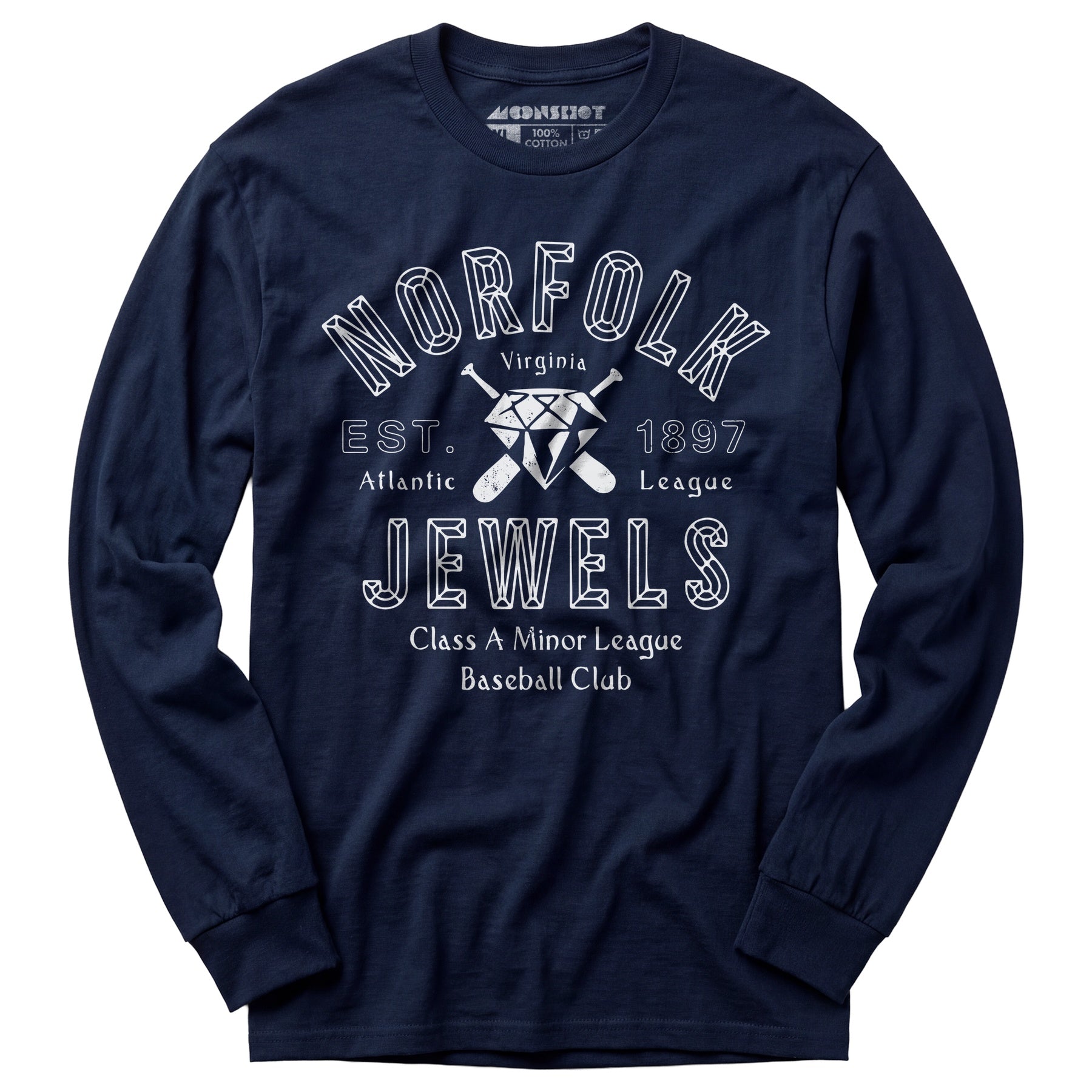 Norfolk Jewels - Virginia - Vintage Defunct Baseball Teams - Long Sleeve T-Shirt